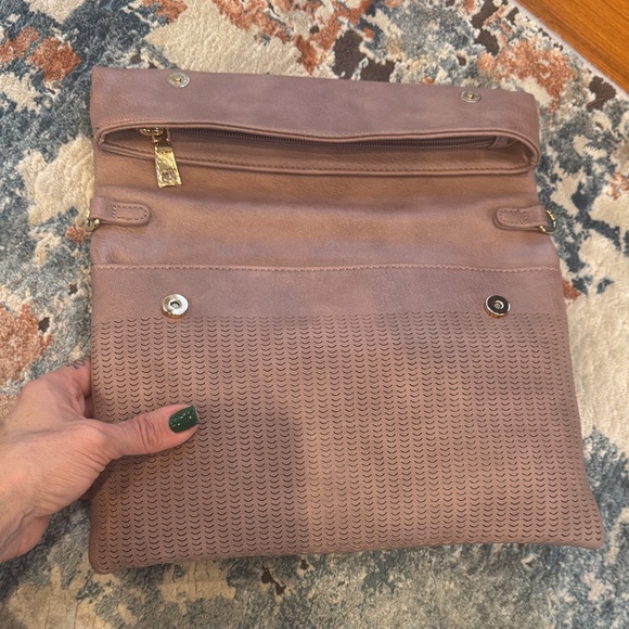 Moda Luxe Textured Brown Clutch - Picture 3 of 8